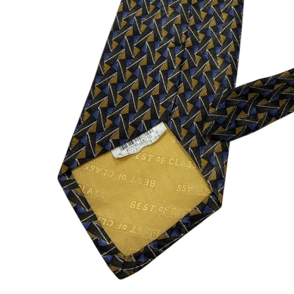 🆕ROBERT TALBOTT Black/Blue/Beige Geometric Silk LUXURY Tie HANDMADE USA - Picture 5 of 5